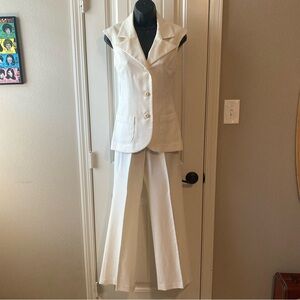 Vintage 70s Solo’s by Country Set Wide Leg Pants 2 Piece Set Sz XS Cream